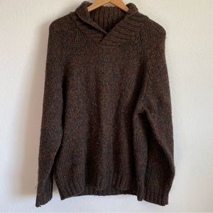 Folio New York Sweater Brown/Grey Wool Blend High Neck Jumper Made in Italy Sz L